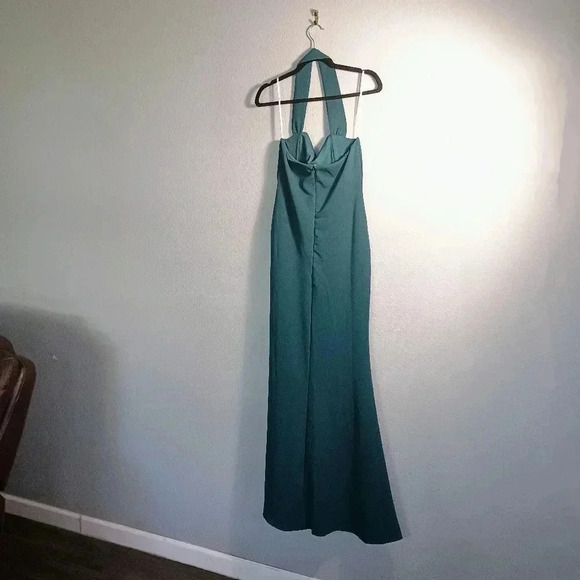 Lulus Elegant Behavior Emerald Green Halter Mermaid Maxi Dress Prom Formal - Picture 10 of 13